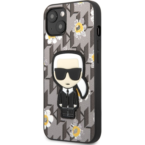 Θήκη Apple iPhone 13 - Karl Lagerfeld Flower Mono Ikonik Patch Case - Grey image 4