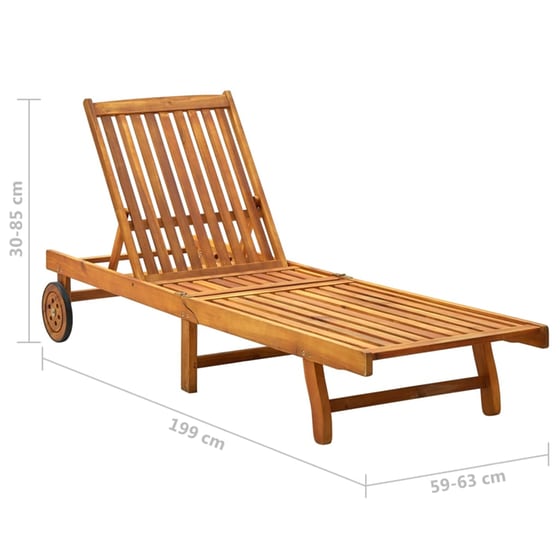 Ξαπλώστρα VidaXL από Μασίφ Ξύλο Ακακίας 200x59/63x30-85 cm - Πολύχρωμη image 10