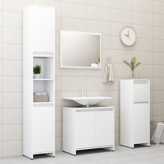 Vidaxl Σετ Επίπλων Μπάνιου 3 Τεμαχίων Λευκό Από Μοριοσανίδα image 3