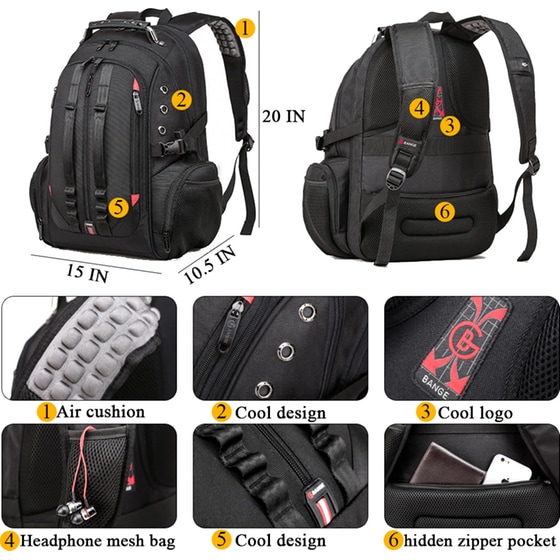 Τσάντα Laptop Bange 1901 17.3" Αδιάβροχη - Μαύρο image 6