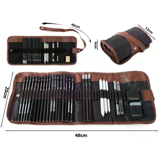 Σετ Επαγγελματικού Σχεδίου Aria Trade Υφασμάτινη Θήκη (29 Τεμάχια) image 8