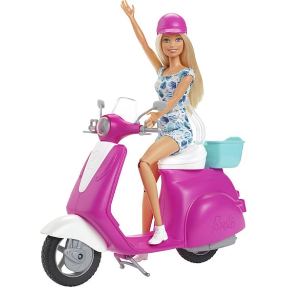 Mattel Κούκλα Barbie με Σκούτερ (GBK85) image 1