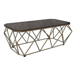 Τραπεζάκι Σαλονιού Woodwell από Γυαλί Acton 136x71x45cm - Χρυσό