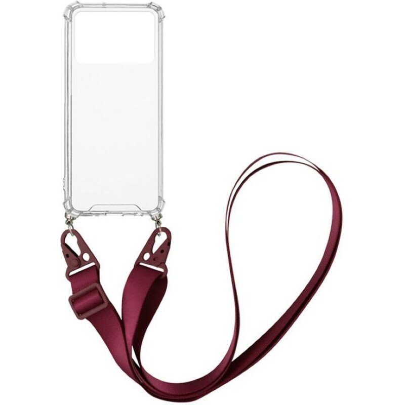 Θήκη Xiaomi Poco X4 Pro 5G - Sonique Armor Clear Με Strap - Μπορντό