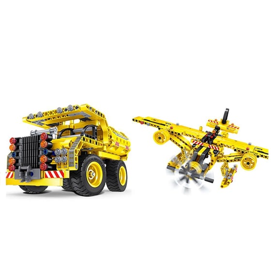 Κατασκευή 2 Σε 1 -  Χωματουργικό Φορτηγό + Αεροπλάνο - 361 Κομμάτια image 0