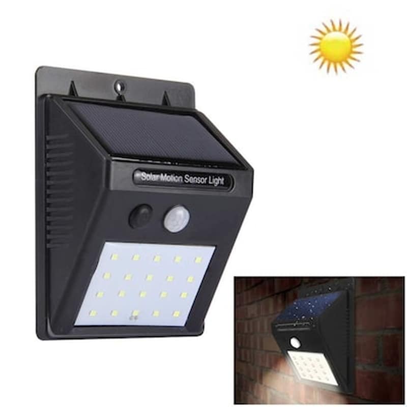 OEM White Light Outdoor Solar Motion Sensor Light, 20 Led(black)