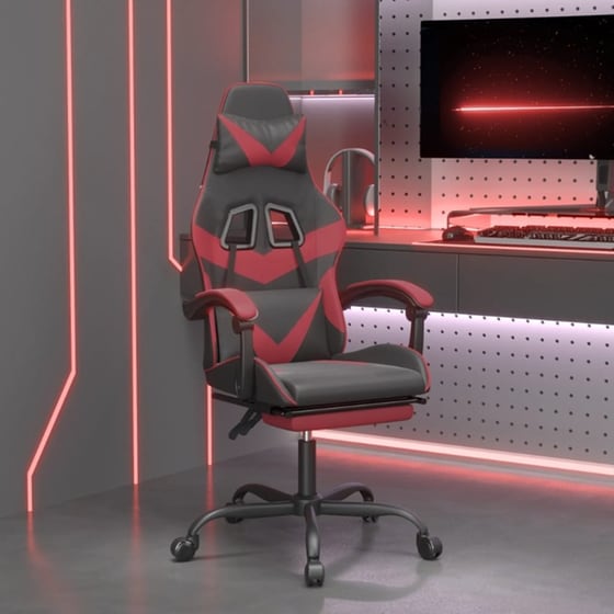 Καρέκλα Gaming VIDAXL 3143861 με Υποπόδιο από Τεχνητό Δέρμα - Μαύρο image 8