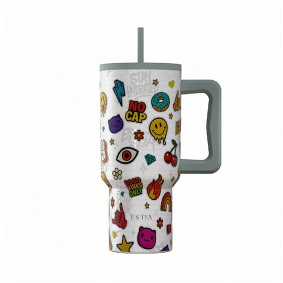 Κούπα Θερμός Με Λαβή & Καλαμάκι Estia Save The Aegean Tumbler Urban Vibes 900ml image 0