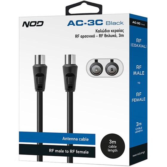 NOD Καλώδιο Κεραίας AC-3C BLACK 1x RF Male σε 1x RF Female 3 m Μαύρο image 3