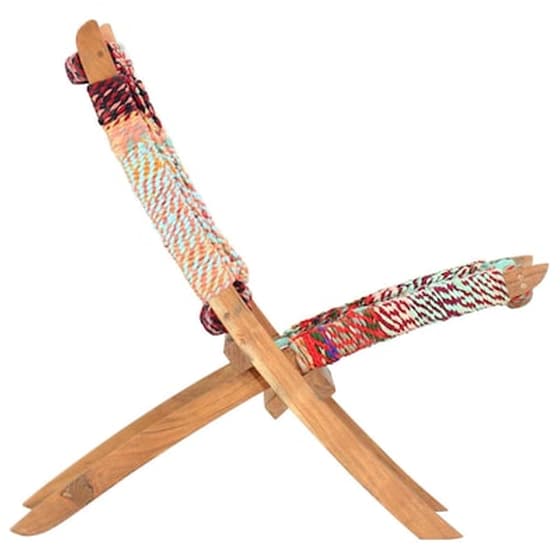 Vidaxl Καρέκλα Πτυσσόμενη Με Πολύχρωμο Ύφασμα Chindi image 3