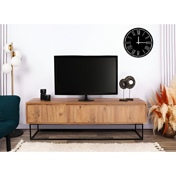 Έπιπλo Τηλεόρασης Lupo από Μοριοσανίδα 180x40x50cm - Καρυδί/Μαύρο image 7