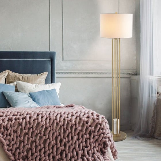 Φωτιστικό Δαπέδου Aca Belize από Μέταλλο/Πλαστικό 40.6x153 cm - Χρυσό/Λευκό image 1