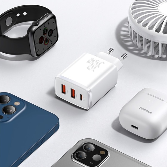 Φορτιστής Πρίζας Baseus CCXJ-E02 Usb-C/2xUsb 30W - White image 7