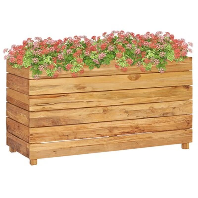 VIDAXL Vidaxl Ζαρντινιέρα 100x40x55 Εκ. Από Ανακυκλωμένο Ξύλο Teak Και Ατσάλι