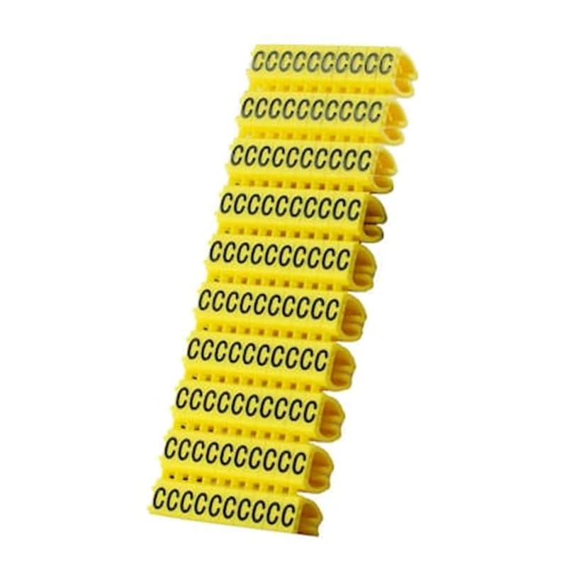POWERTECH Powertech Clip Αρίθμησης Καλωδίου Γράμμα C, Yellow, 10τεμ.