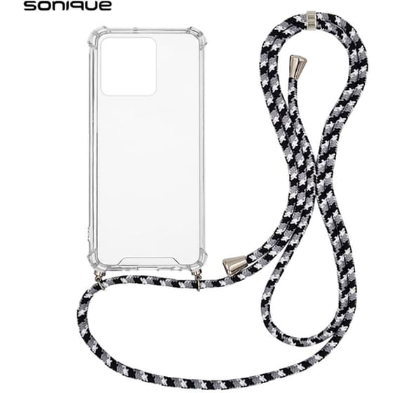 Θήκη Σιλικόνης Με Κορδόνι Sonique Armor Clear Realme C51 / Realme C53 Rainbow Μαύρο image 0