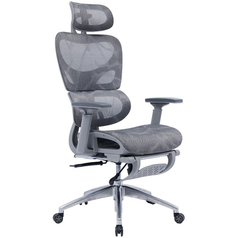 PAKOWORLD Καρέκλα Γραφείου Διευθυντή Με Υποπόδιο Thelonius Pakoworld Mesh Γκρι – 275-000001