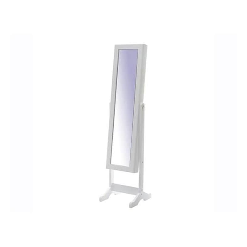 Ξύλινος Ολόσωμος Καθρέπτης Δαπέδου Μπιζουτιέρα 37x35x145 cm- Σε Λευκό Χρώμα