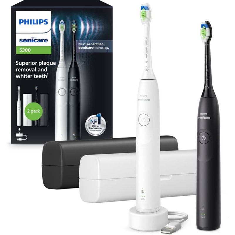 Σετ Ηλεκτρικές Οδοντόβουρτσες PHILIPS Sonicare 5300 HX7109/01 - Λευκό/Μαύρο