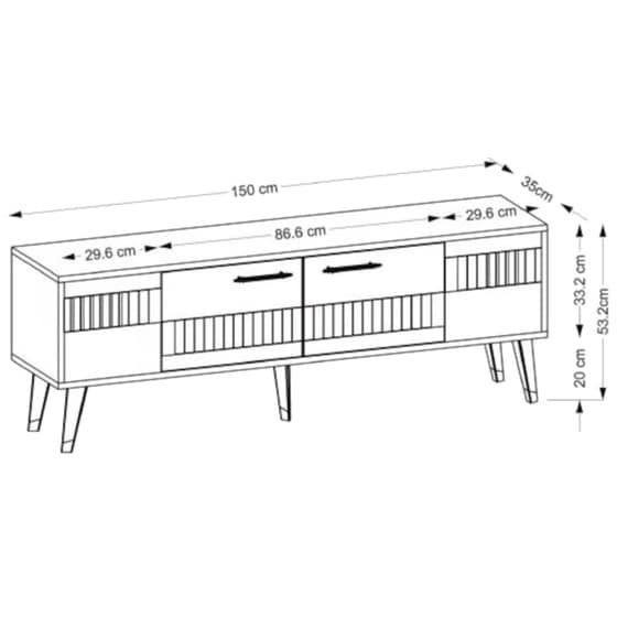Έπιπλο Τηλεόρασης 24Mall Moda από Μοριοσανίδα 150x35x53.2 cm - Μπεζ/Χρυσό image 3