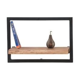 Ράφι Τοίχου Lizard Frame C59048 από Μασίφ Ξύλο Ακακίας/Μέταλλο 50x25x35 cm - Μαύρο/Καφέ