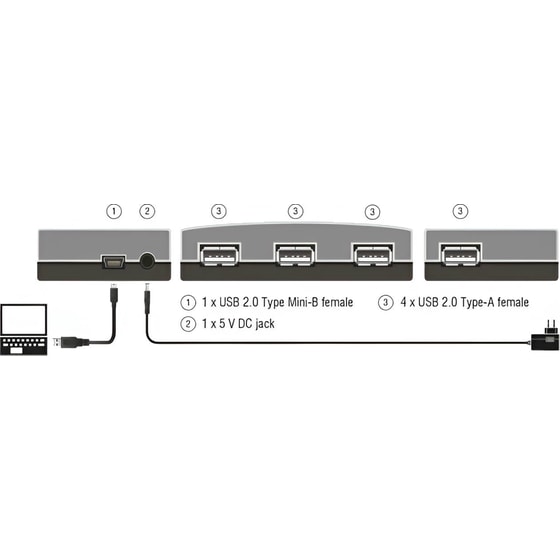 Delock 61393 USB Hub 4-Port USB 2.0 συμβατό με USB-A image 4