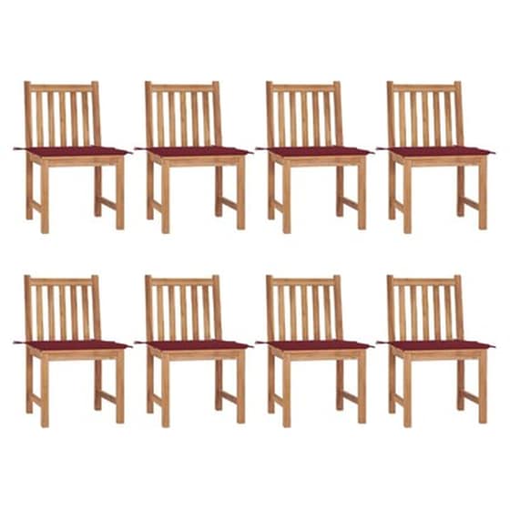 Vidaxl Καρέκλες Κήπου 8 Τεμαχίων Από Μασίφ Ξύλο Teak Με Μαξιλάρια image 1