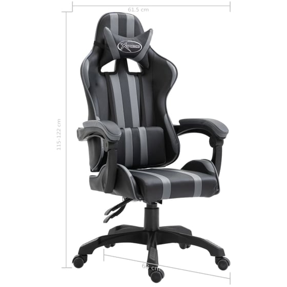 Καρέκλα Gaming VidaXL από Τεχνητό Δέρμα - Μαύρη/Γκρι image 8