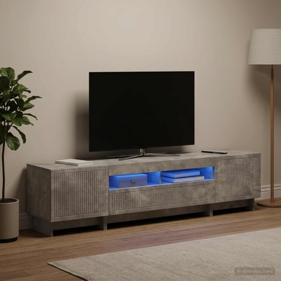 Έπιπλο Τηλεόρασης VidaXL με LED 5 τμχ 198 x 35 x 43 cm - Γκρι Σκυροδέματος image 1