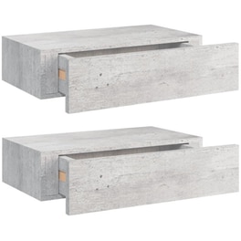 Ράφια Τοίχου VidaXL με Συρτάρι από MDF 40x23.5x10 cm 2 Τμχ - Γκρι