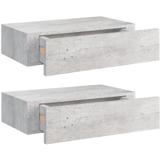 Ράφια Τοίχου VidaXL με Συρτάρι από MDF 40x23.5x10 cm 2 Τμχ - Γκρι image 0