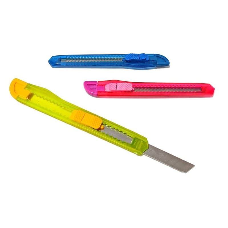 Powertech Πλαστικό Κοπίδι Με Ασφάλεια Knf-0004, 3 Χρώματα, 12τμχ