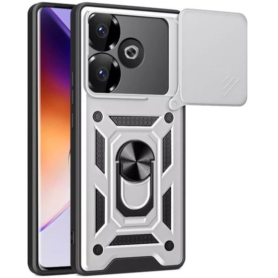 Θήκη Xiaomi Poco F6 - Bodycell Armor Slide με Καλύμμα Κάμερας και Ring Holder - Silver image 0