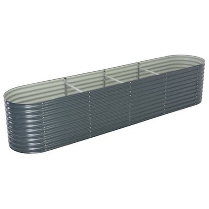 Vidaxl Ζαρντινιέρα Υπερυψωμένη Γκρι 400x80x81 Εκ. Γαλβανισμ. Χάλυβας VIDAXL