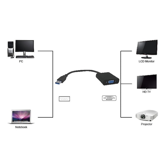 Powertech Converter Usb 3.0 Σε Vga Pth-021, Full Hd, Μαύρο image 1