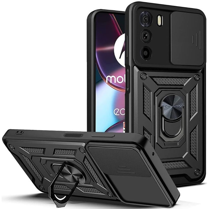 TECHSUIT Θήκη Motorola Edge 30 - Techsuit Camshield με Κάλυμμα για την Κάμερα μεταλλικό Ring Holder - Μαύρο