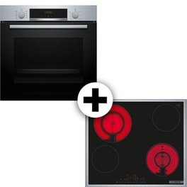 BOSCH HBA534ES4 & PKG645FB2E 71 Lt Inox Eντοιχιζόμενο Σετ Φούρνος και Εστία