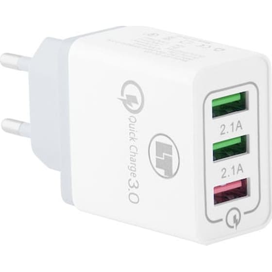 Φορτιστής Πρίζας Lamtech Quick 3x Usb 4.2A 18W - White image 0