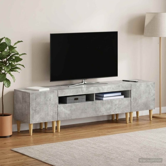Έπιπλο Τηλεόρασης VidaXL ARNHEM με LED 3 τμχ 198 x 35 x 43 cm - Γκρι image 1