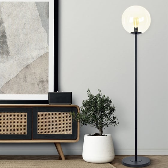 Φωτιστικό Δαπέδου Home Lighting E27 30x160cm - Μαύρο/Διάφανο image 1