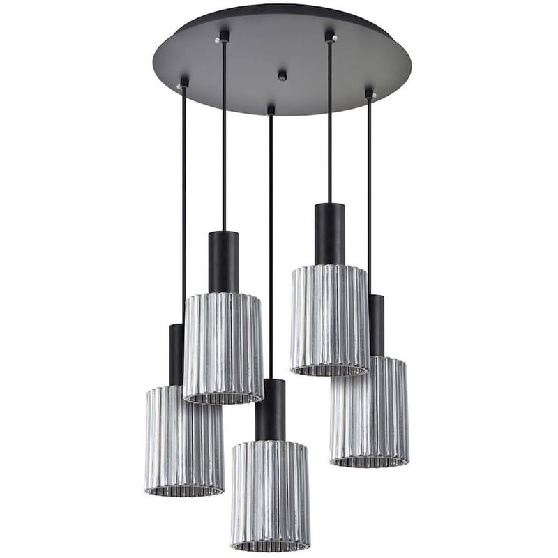 Φωτιστικό Οροφής Πολύφωτο Homelighting 77-8488 Γυάλινο/Μεταλλικό - Μαύρο/Γκρι