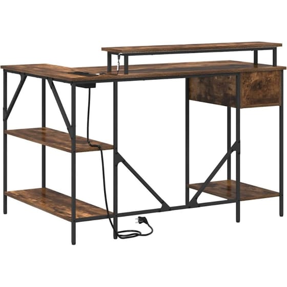 Γραφείο VidaXL από Επεξεργασμένο Ξύλο 120x79x86,5 cm - Καπνιστή Δρυς image 7