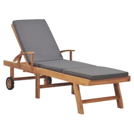 Ξαπλώστρα Κήπου Vidaxl από Μασίφ Ξύλο Teak 195x59.5 cm - Σκούρο Γκρι