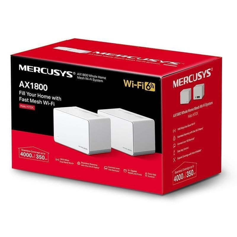 Mercusys Halo H70X v1 WiFi Mesh Network Access Point Wi‑Fi 6 Dual Band (2.4 5GHz) σε Διπλό Kit