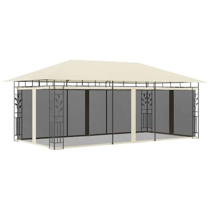 Κιόσκι Vidaxl Χάλυβας με Δίχτυ 6x3x2.73m - Κρεμ