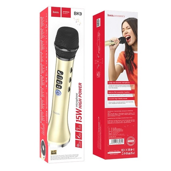 Ασύρματο Μικρόφωνο Karaoke Hoco BK9 Singing 15 W - Χρυσό image 3