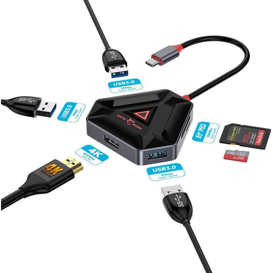 Whiteshark USB Hub 6-Port USB 3.0 συμβατό με USB-C image 1