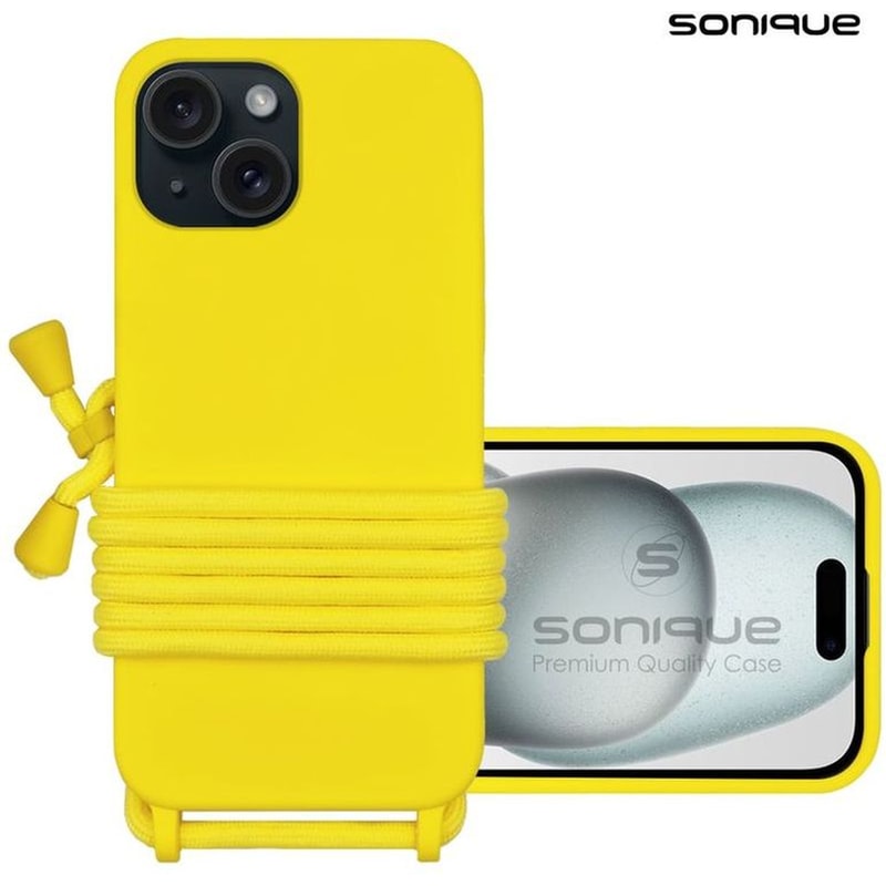 Θήκη Apple iPhone 15 - Sonique Με Κορδόνι Carryhang - Κίτρινο