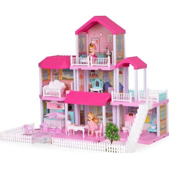Ecotoys Κουκλόσπιτο 3 Oρόφων Ροζ image 2