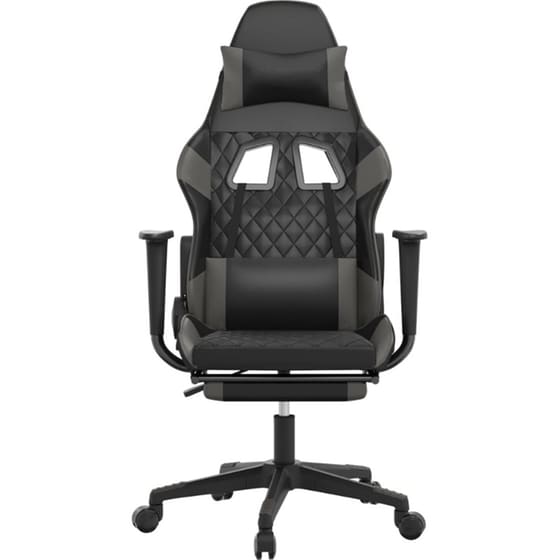 Καρέκλα Gaming VIDAXL 3143768 με Υποπόδιο από Τεχνητό Δέρμα - Μαύρο image 2